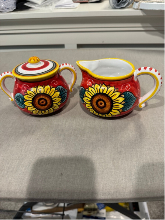 SBERNA DERUTA Other - SBERNA DERUTA Red & Yellow Floral Creamer & Sugar Set One Size